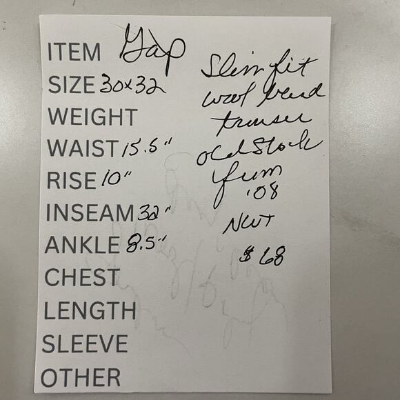 Gap SLIM FIT WOOL BLEND TROUSER PANTS Men’s Size 30x32 Gray Herringbone NEW - Picture 12 of 12